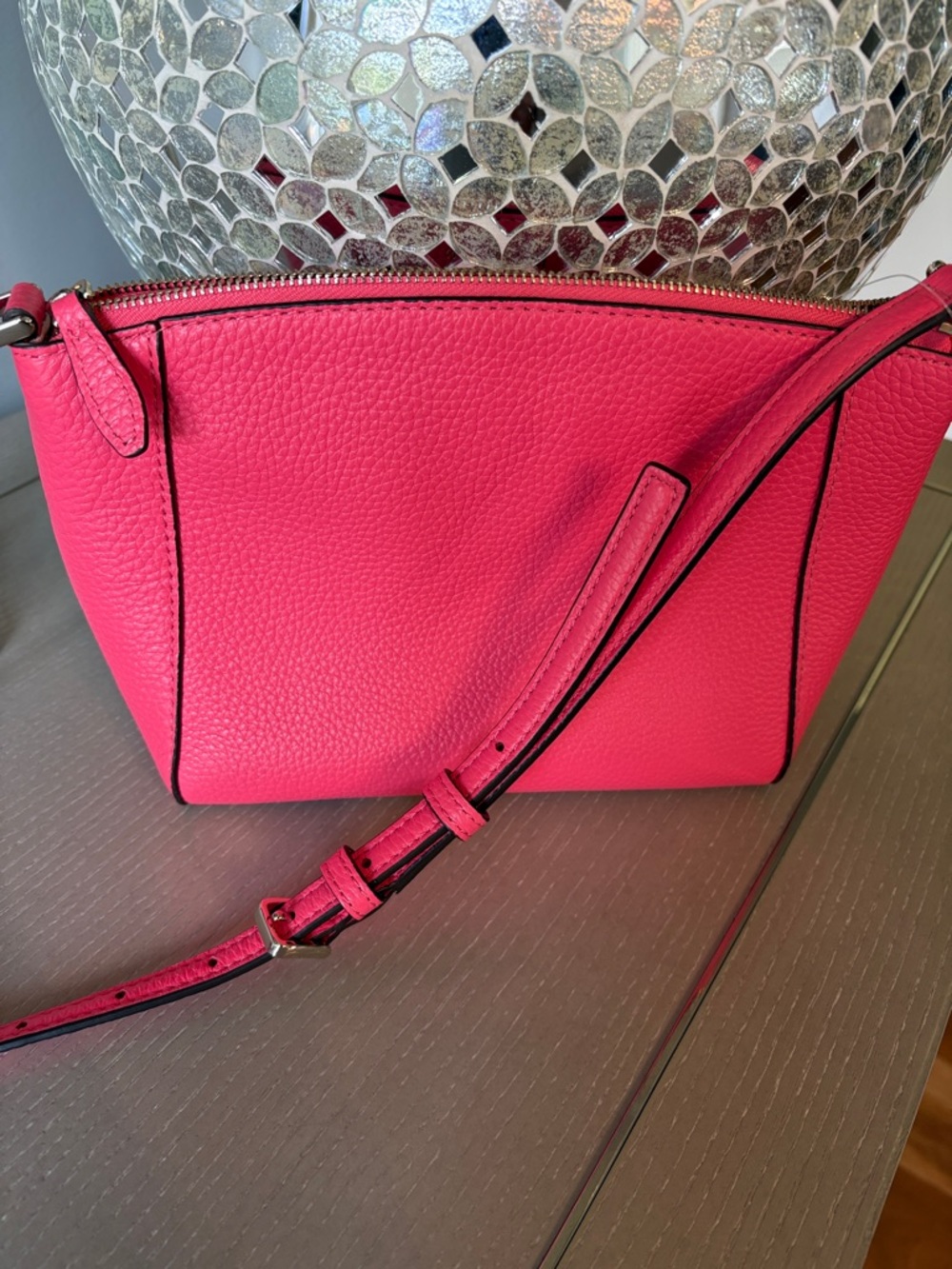 kate spade Hot Pink Pebbled Leather Crossbody with Front Pocket - Picture 3 of 6